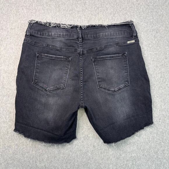Kancan Shorts Black Women Plus Sz 18 Stonewashed Denim High Rise Raw Frayed Hem - Picture 7 of 7